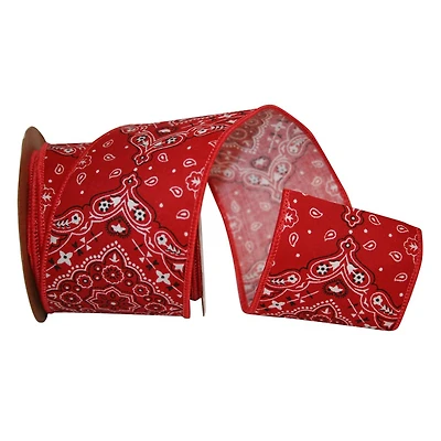 Reliant 2.5" x 10yd. Wired Red Bandana West Ribbon