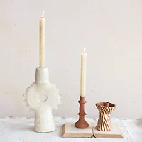 Hello Honey® 5" Round Decorative Hand-Painted Paper Mache Taper Holder