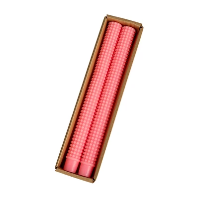 Hello Honey® 10" Pink Unscented Hobnail Taper Candles, 2ct.