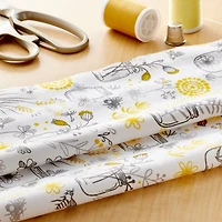 Gray & Yellow Mason Cotton Fabric by Loops & Threads™