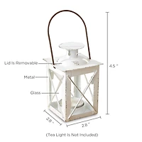 Kate Aspen® Luminous Distressed White Lantern Tea Light Holder, 4ct.