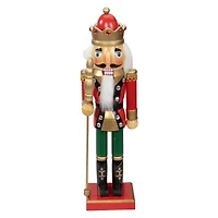14" Wooden Nutcracker King with Scepter