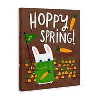 Stupell Industries Happy Spring Bunny & Carrots Canvas Wall Art