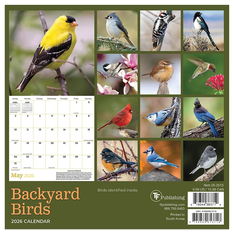 2026 Backyard Birds Mini Calendar