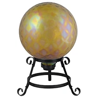 10" Dimpled Amber Iridescent Glass Garden Gazing Ball