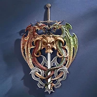 Design Toscano 17.5" Hell-Bent Dragon Protectors of the Sword Wall Sculpture