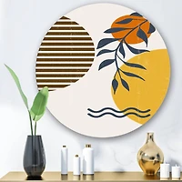 Designart - Botanical Minimalist Leaf With Abstract Shapes I