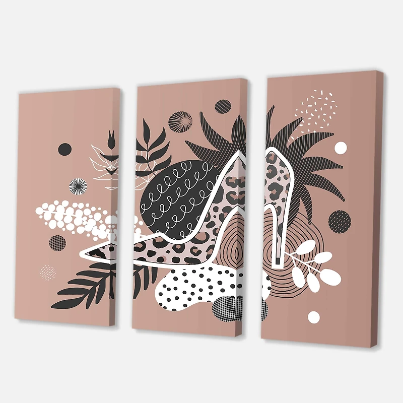 Designart - Leopard High-Heeled Shoes Tropical Leaves