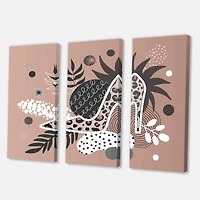 Designart - Leopard High-Heeled Shoes Tropical Leaves