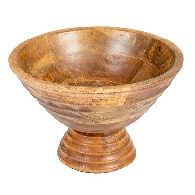 Hello Honey® 9.75" Ridged Mango Wood Footed Bowl