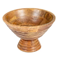 Hello Honey® 9.75" Ridged Mango Wood Footed Bowl