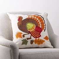 Glitzhome® Cotton Embroidered Turkey Pillow Cover