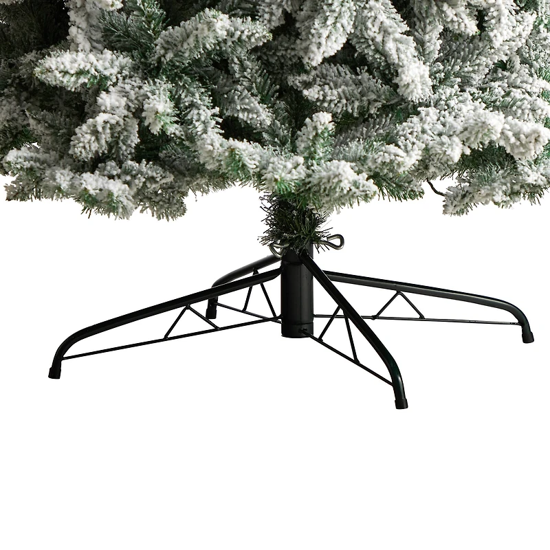 10ft. Pre-Lit Slim Flocked Montreal Fir Artificial Christmas Tree, White LED Lights