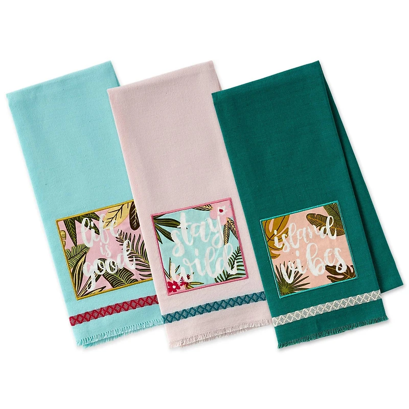 DII® Island Tropics Embellished Dish Towels, 3ct.