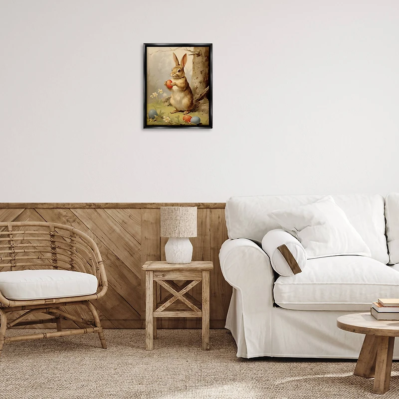 Stupell Industries Easter Bunny in Nature Floating Frame Wall Art