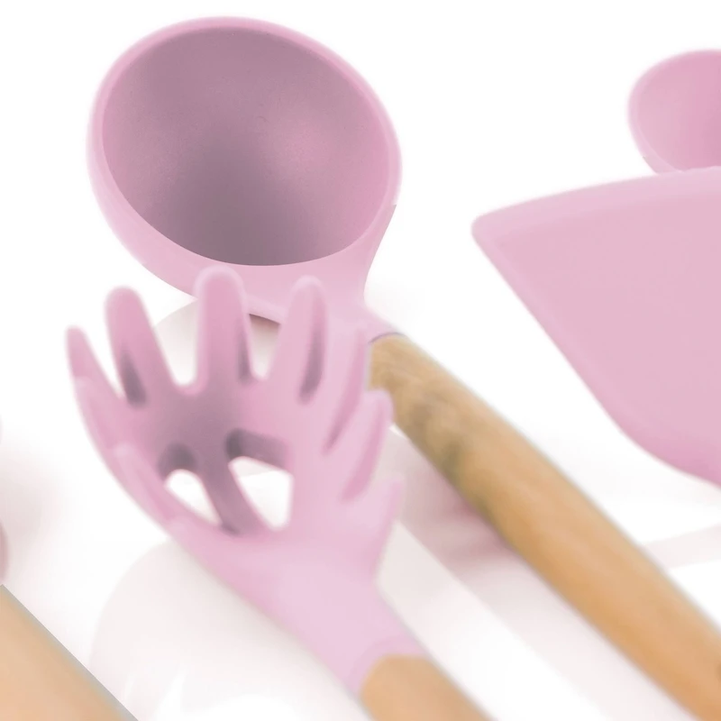 MegaChef Pink Silicone & Wood Cooking Utensils Set, 9ct.