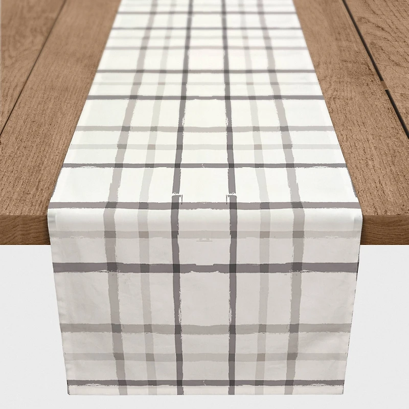 72" Rough Gray Plaid Table Runner