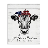 Stupell Industries Americana Cow Red White and Moo Country Farm Quote Canvas Wall Art