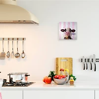 Stupell Industries Cute Baby Cow with Ice Cream Cone Pink Stripes, 12" x 12"