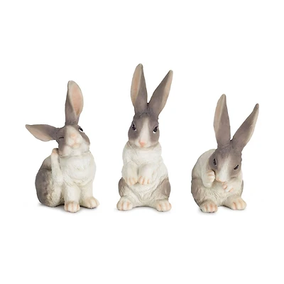 6.5" Brown & Ivory Rabbit Figurine Set