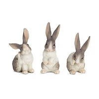 6.5" Brown & Ivory Rabbit Figurine Set