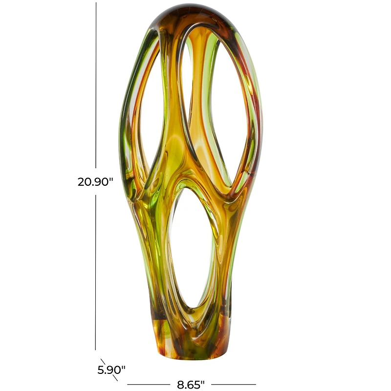 21" Orange Glass Abstract Ombre Cutout Sculpture