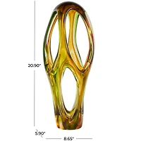 21" Orange Glass Abstract Ombre Cutout Sculpture