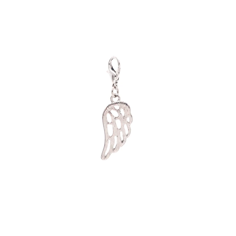 12 Pack: Charmalong™ Stone Pave Rhodium Wing Charm by Bead Landing™