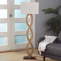 Brown Jute Rope and Iron Rustic Floor Lamp, 63" x 20" x 9"