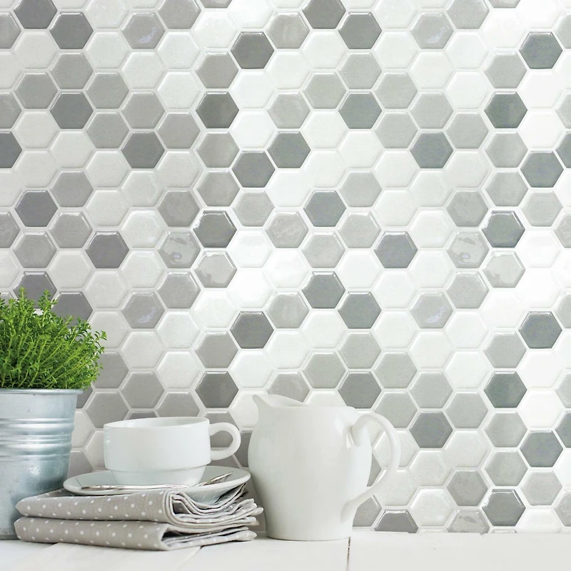 RoomMates Gray Hexagon Backsplash StickTiles®
