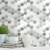 RoomMates Gray Hexagon Backsplash StickTiles®