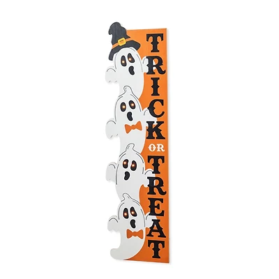 Glitzhome® 42"H Lighted Halloween Wooden Stacked Ghost Porch Sign with Timer