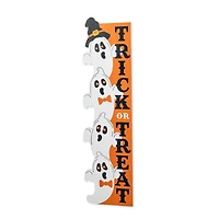 Glitzhome® 42"H Lighted Halloween Wooden Stacked Ghost Porch Sign with Timer