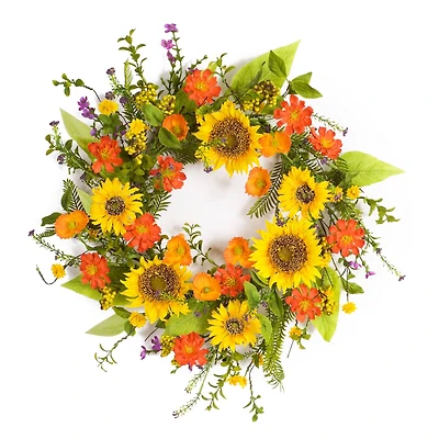 22" Sunflower & Floral Mix Wreath