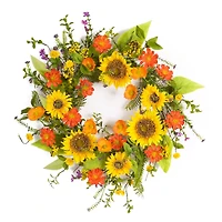 22" Sunflower & Floral Mix Wreath