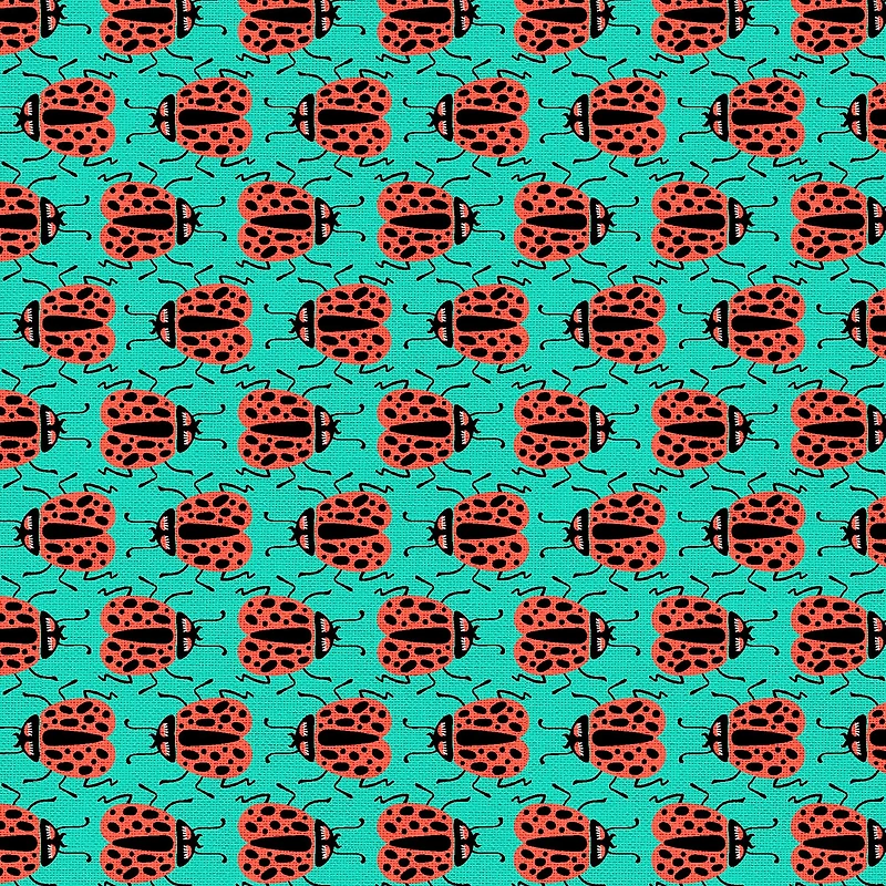 Fabric Editions Turquoise Ladybug Cotton Fabric