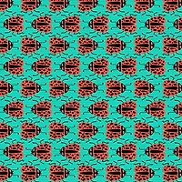 Fabric Editions Turquoise Ladybug Cotton Fabric
