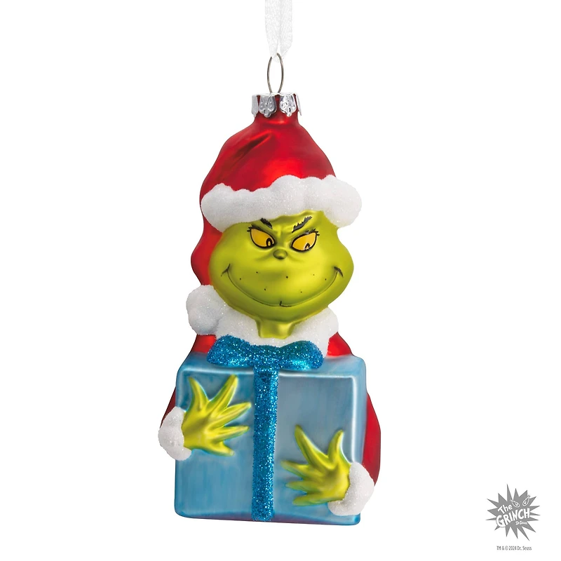 Hallmark Dr. Seuss's How the Grinch Stole Christmas™ 4.5" Grinch with Present Blown Glass Ornament