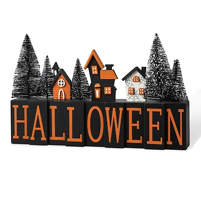 Glitzhome® 14" Halloween Wood Haunted House Table Sign