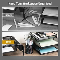 Mind Reader Metal Pen Cups, Mesh Pencil Holders, Desktop Organizer Set, Metal, Set of 3, Black