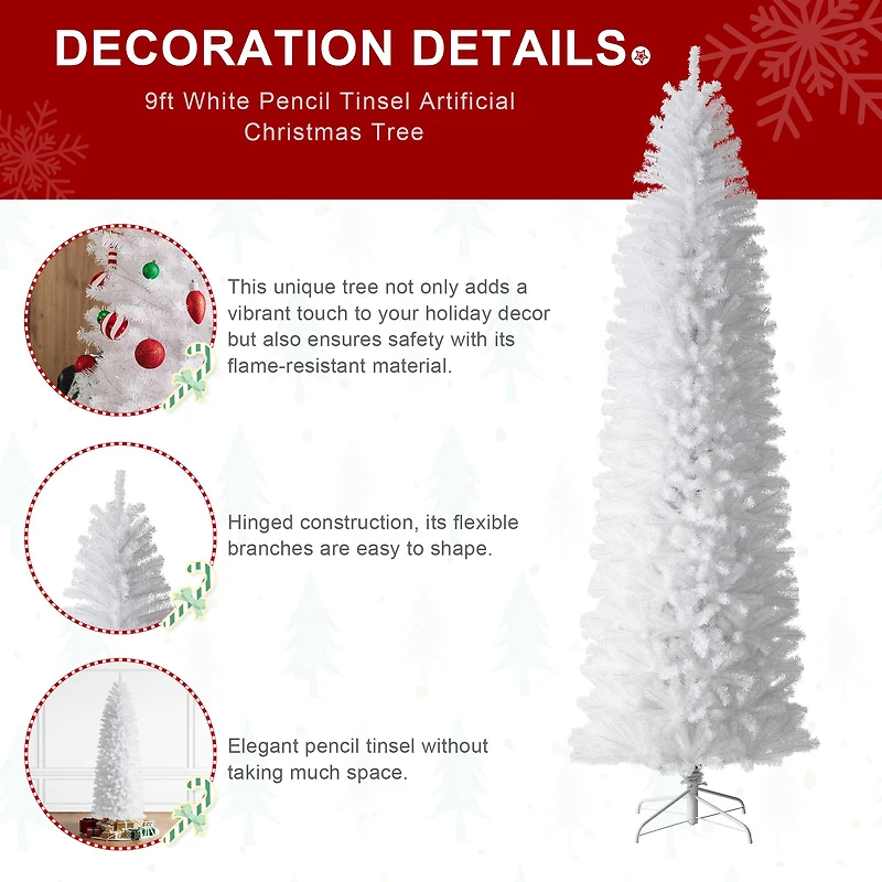 9ft. Unlit Pencil Tinsel Artificial Christmas Tree
