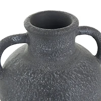 16" Black Ceramic Whitewashed Textured Amphora Vase