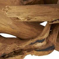 27" Brown Teak Wood Handmade Live Edge Candelabra