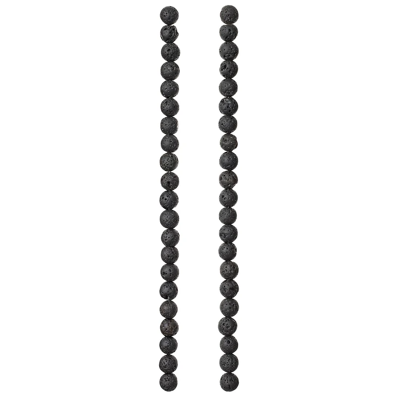 12 Pack: Black Lava Round Beads, 6mm by Bead Landing™