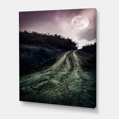Designart - Muddy Road Under Full Moon