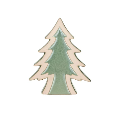 Hello Honey® 7" Wide Green Decorative Unglazed Stoneware Tree Décor with Reactive Glaze