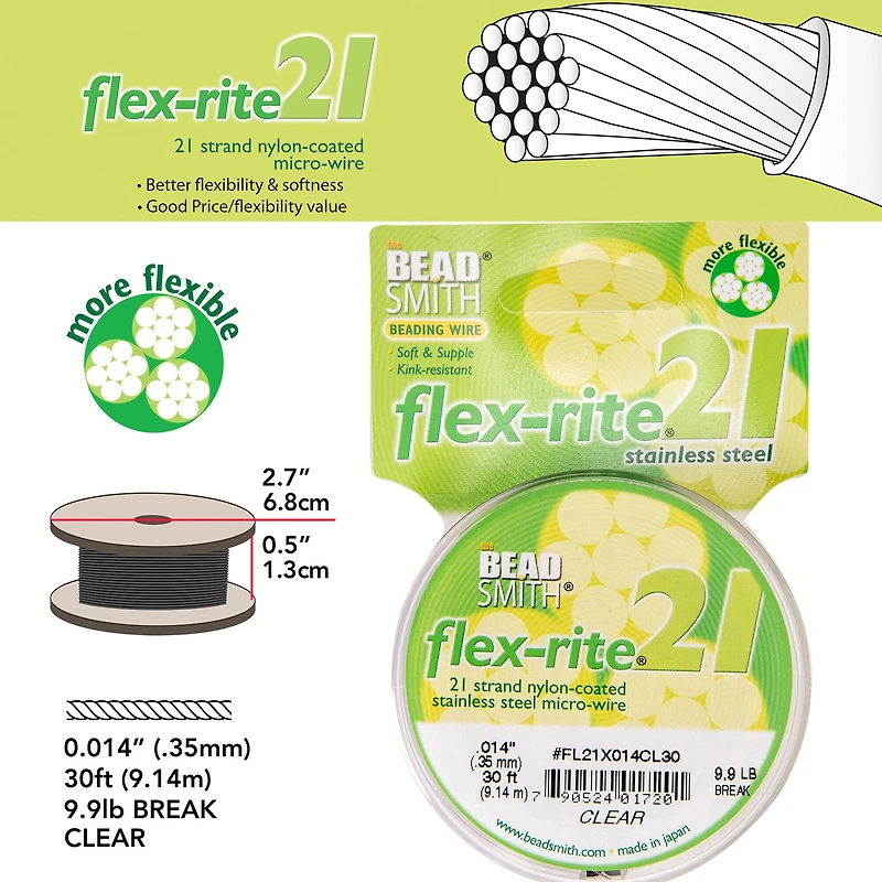 Flex-Rite® 0.014" Clear 21 Strand Beading Wire