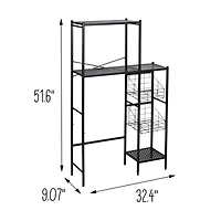 Honey Can Do Reversible Black Bathroom Storage Space Saver