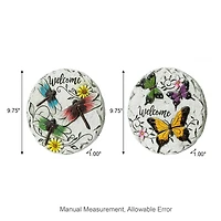 Glitzhome® 9.75" Butterflies & Dragonflies Patterned Cement Stepping Stones Set
