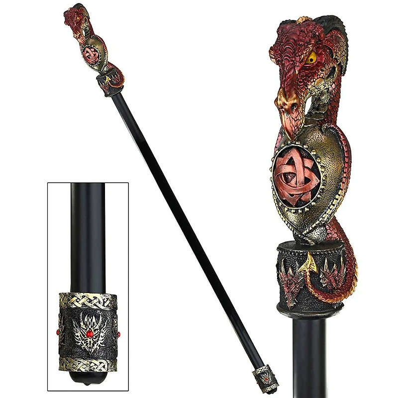 Design Toscano The Dragonsthorne Collection: Celtic Battle Dragon Walking Stick